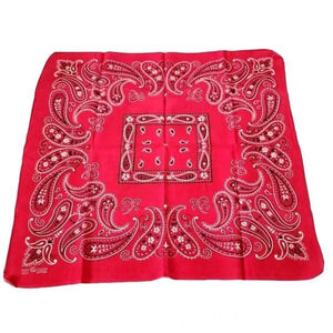 Fast Color Bandana Elephant Trunk Up Paisley Red Selvedge Vintage 20" x 21 1/2"